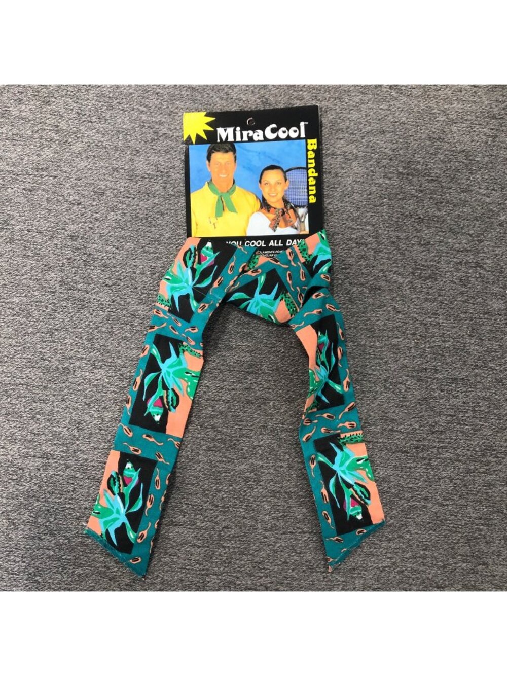 MiraCool Bandana Reusable Cooling Scarf Teal Peach Southwest Design